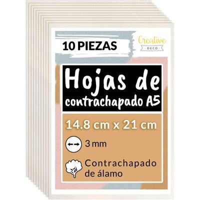 Creative Deco Feuilles de contreplaqué A5 - 3 x 148 x 210 mm, Découpe laser - Publicité Creative Deco Feuilles de contreplaqué A5 - 3 x 148 x 210 mm, Découpe laser - Publicité