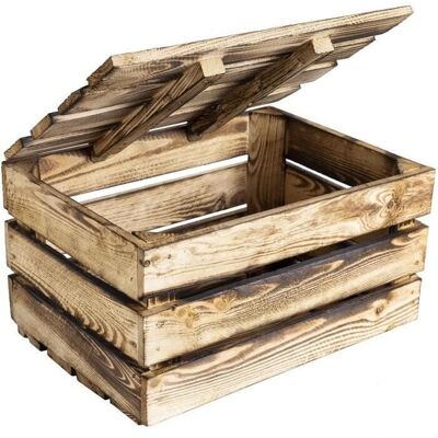 Creative deco wooden flame-effect storage box 40x30x22cm vintage rustic for gifts decor DIY Creative deco wooden flame-effect storage box 40x30x22cm vintage rustic for gifts decor DIY