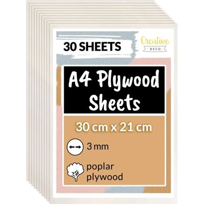 Creative Deco Litek sklejki z topoli - 30 x A4 3mm Creative Deco Litek sklejki z topoli - 30 x A4 3mm