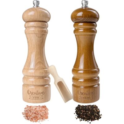 CREATIVE HOME Wooden Salt and Pepper Mill Duo - Beige and Brown - 18cm x 5cm CREATIVE HOME Wooden Salt and Pepper Mill Duo - Beige and Brown - 18cm x 5cm