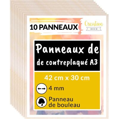 Creative Deco Sklejka z brzozy - 10 arkuszy A3 420x300mm Creative Deco Sklejka z brzozy - 10 arkuszy A3 420x300mm