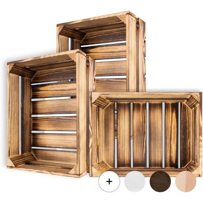 Creative Deco Burned Effect Storage Box 40x30x15cm Vintage Style Creative Deco Burned Effect Storage Box 40x30x15cm Vintage Style