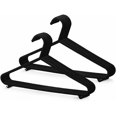 KEPLIN Adult Plastic Coat Hangers - 25pk - Black - Strong & Space-saving KEPLIN Adult Plastic Coat Hangers - 25pk - Black - Strong & Space-saving