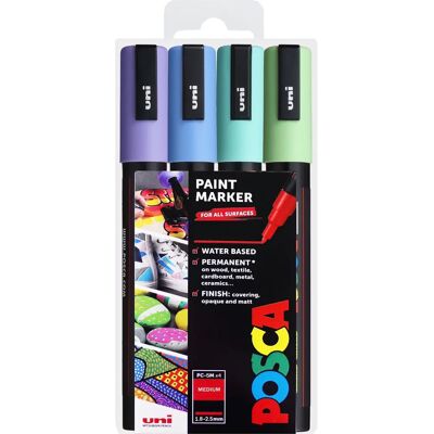 Uni POSCA - PC-5M - Pastel Colors - 4 Pack - Markers Uni POSCA - PC-5M - Pastel Colors - 4 Pack - Markers