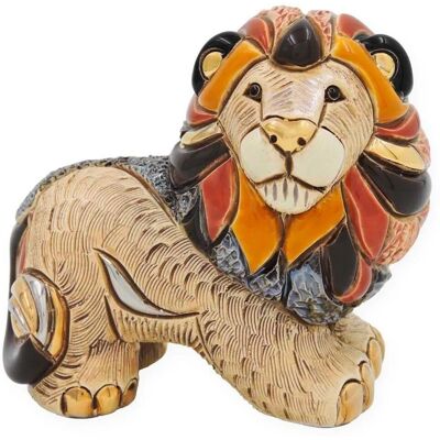 Scultura di Leone De Rosa Rinconada - Ceramica, Fatta a Mano, Dettagli in Oro Scultura di Leone De Rosa Rinconada - Ceramica, Fatta a Mano, Dettagli in Oro