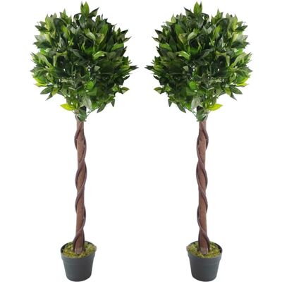 Genuine Leaf Design UK 120cm Twisted Stem Bay Laurel Ball Tree - Topiary Genuine Leaf Design UK 120cm Twisted Stem Bay Laurel Ball Tree - Topiary