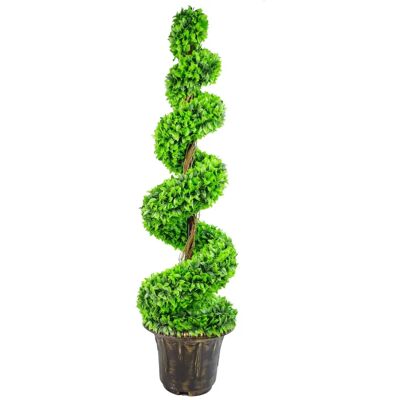 Brand 120cm Green Large Leaf Spiral Tree - Artificial Topiary Brand 120cm Green Large Leaf Spiral Tree - Artificial Topiary