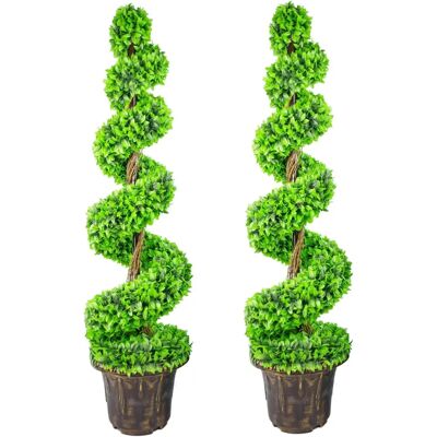 Brand Model Large Leaf Spiral Topiary Pair - Topiary Trees Brand Model Large Leaf Spiral Topiary Pair - Topiary Trees