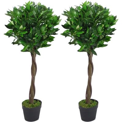 Leaf Design UK Künstliche Lorbeerbäume - 90cm, Set mit 2 Leaf Design UK Künstliche Lorbeerbäume - 90cm, Set mit 2