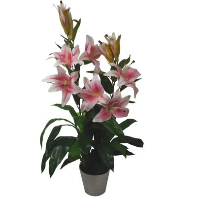 Leaf 90cm Artificial Lily Stargazer Style Lillies Plant Large Flowers Pink - Artificial Lily Plant Leaf 90cm Artificial Lily Stargazer Style Lillies Plant Large Flowers Pink - Artificial Lily Plant