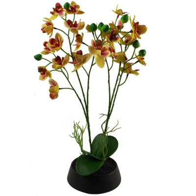Leaf 43cm Pink Yellow Artificial Orchid - Artificial Orchid Leaf 43cm Pink Yellow Artificial Orchid - Artificial Orchid