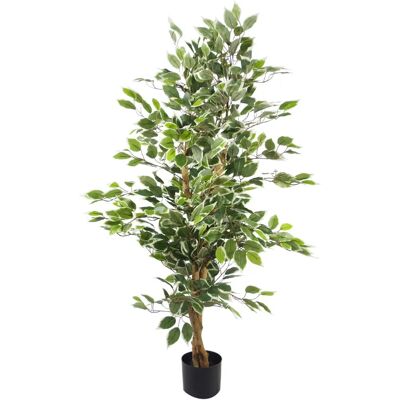 Leaf 130cm Variegated White/Green Bushy Ficus Tree - Artificial Indoor Plant Leaf 130cm Variegated White/Green Bushy Ficus Tree - Artificial Indoor Plant