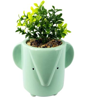 Leaf 20cm Ceramic Blue Elephant Planter - Planter Leaf 20cm Ceramic Blue Elephant Planter - Planter