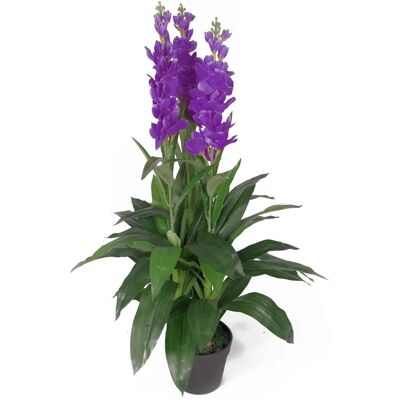 Leaf 100cm Artificial Cymbidium Orchid Plant - Extra Large - Purple Flowers - Unisex Leaf 100cm Artificial Cymbidium Orchid Plant - Extra Large - Purple Flowers - Unisex