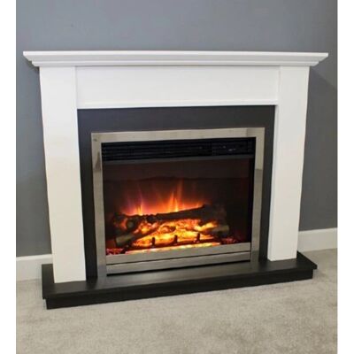 Suncrest Antigua Electric Fire Suite - White, Graphite & Chrome Suncrest Antigua Electric Fire Suite - White, Graphite & Chrome