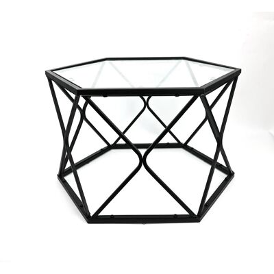 Spot On Dealz Hexagon Glass Center Table - Black - Glass - Metal - Coffee table Spot On Dealz Hexagon Glass Center Table - Black - Glass - Metal - Coffee table
