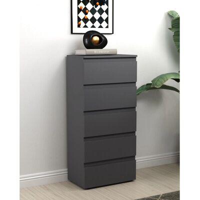 Spot On Dealz - 5 Drawer Chest Slimline - Grey - cabinet Spot On Dealz - 5 Drawer Chest Slimline - Grey - cabinet