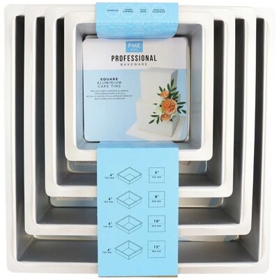 PME Set di 4 stampi per torta quadrati PME Set di 4 stampi per torta quadrati