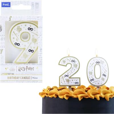 Harry Potter 9. Geburtstag Kerze - Gold und Weiß - 7cm Harry Potter 9. Geburtstag Kerze - Gold und Weiß - 7cm