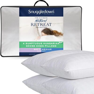 Snuggledown Hungarian Goose Down Pillow - Support, Soft, 4 Pack Snuggledown Hungarian Goose Down Pillow - Support, Soft, 4 Pack