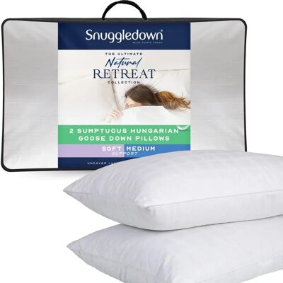 Snuggledown Hungarian Goose Down Pillow - 2 Pack Soft Support White Snuggledown Hungarian Goose Down Pillow - 2 Pack Soft Support White