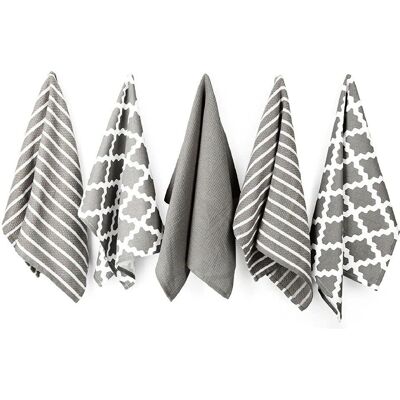 Penguin Home Set di 5 Strofinacci in Cotone Grigio - Attrezzi da Cucina Penguin Home Set di 5 Strofinacci in Cotone Grigio - Attrezzi da Cucina