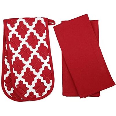 Penguin Home Rote Ofenhandschuh & Geschirrtuch Set Penguin Home Rote Ofenhandschuh & Geschirrtuch Set