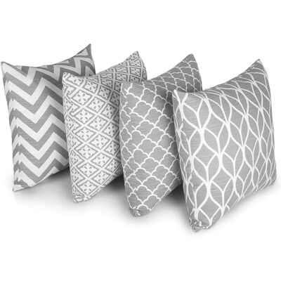 Penguin Home Ensemble de 4 Housses de Coussins Carrés Grises Double Face - Publicité Penguin Home Ensemble de 4 Housses de Coussins Carrés Grises Double Face - Publicité