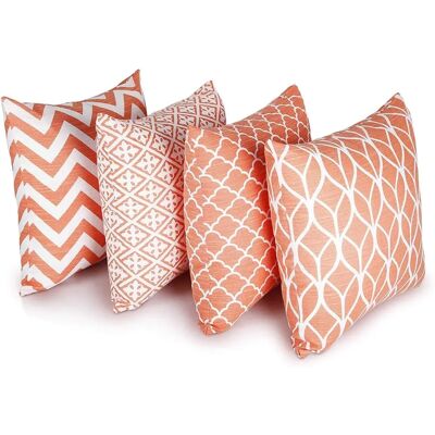 Penguin Home Ensemble de 4 - Housses de Coussin Carrées Géométriques Coral - Publicité Penguin Home Ensemble de 4 - Housses de Coussin Carrées Géométriques Coral - Publicité