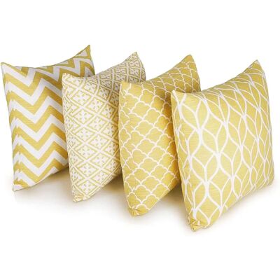 Penguin Home Ensemble de 4 Housses de Coussin Carré Jaunes Décoratives - Publicité Penguin Home Ensemble de 4 Housses de Coussin Carré Jaunes Décoratives - Publicité
