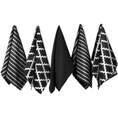 Penguin Home 100% Cotton Premium Extra Large Tea Towel Set - Pack of 5 Black Penguin Home 100% Cotton Premium Extra Large Tea Towel Set - Pack of 5 Black