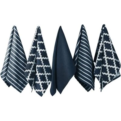 Penguin Home Navy 5-Pack Cotton Tea Towels - Kitchen Set Penguin Home Navy 5-Pack Cotton Tea Towels - Kitchen Set