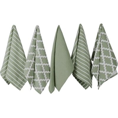 Penguin Home Set di 5 Asciugamani da Tè in Cotone di Alta Qualità - Salvia Penguin Home Set di 5 Asciugamani da Tè in Cotone di Alta Qualità - Salvia