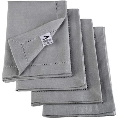 Penguin Home Linen Look with Faggoting Hemstitched Reusable Napkins - Grey Penguin Home Linen Look with Faggoting Hemstitched Reusable Napkins - Grey