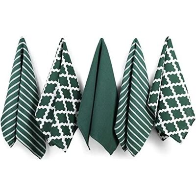 Penguin Home Asciugamani da Tè in Cotone Premium - Pack di 5 - Verde Penguin Home Asciugamani da Tè in Cotone Premium - Pack di 5 - Verde