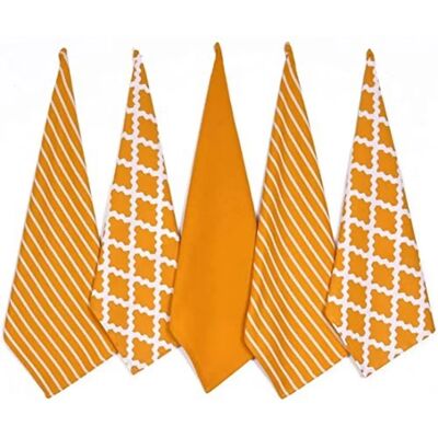 Penguin Home Cotton Large Tea Towel Set - 5 Pack, Ochre Penguin Home Cotton Large Tea Towel Set - 5 Pack, Ochre