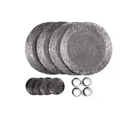 Penguin Home Glass Beaded Model - Round Placemat, Coasters & Napkin Rings - 12 pcs Penguin Home Glass Beaded Model - Round Placemat, Coasters & Napkin Rings - 12 pcs