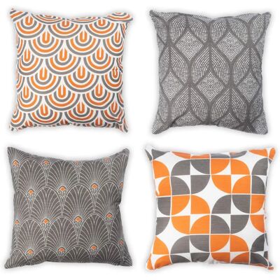Penguin Home Set di 4 Federe in Cotone Tessellate Arancione Penguin Home Set di 4 Federe in Cotone Tessellate Arancione