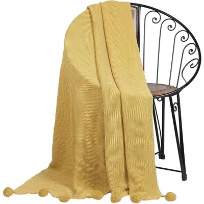 Plaid tricoté en coton Penguin Home - Ocre - Canapé et lit Plaid tricoté en coton Penguin Home - Ocre - Canapé et lit