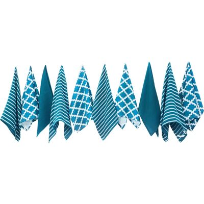 Ensemble de 10 serviettes en coton Penguin Home - Doux - Durable - Bleu Ensemble de 10 serviettes en coton Penguin Home - Doux - Durable - Bleu