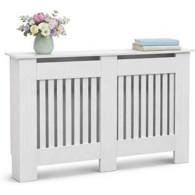 Oypla - Large White Slatted - Wooden - MDF - Radiator Cover Oypla - Large White Slatted - Wooden - MDF - Radiator Cover