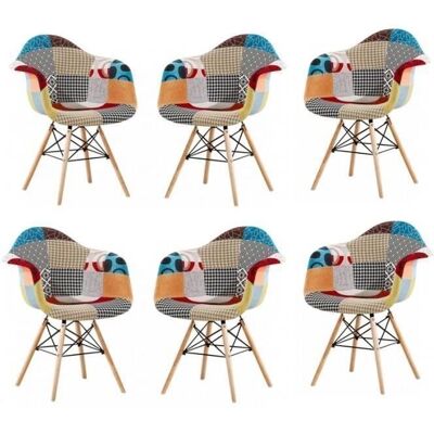 LIFE INTERIORS Fauteuil Patchwork Eiffel - Ensemble de 6 Chaises Modernes - Publicité LIFE INTERIORS Fauteuil Patchwork Eiffel - Ensemble de 6 Chaises Modernes - Publicité