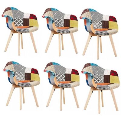 Life Interiors Stubai Patchwork Tub Chair - Multicolor Set of 6 Life Interiors Stubai Patchwork Tub Chair - Multicolor Set of 6