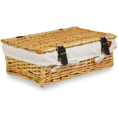 Red Hamper Wicker Gift Basket - Rectangular White Cotton Lined Red Hamper Wicker Gift Basket - Rectangular White Cotton Lined