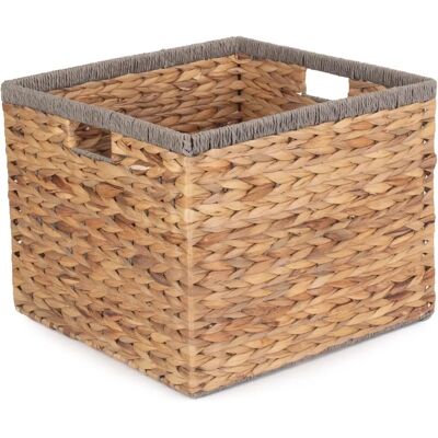 Unbranded Water Hyacinth Storage Basket - Water Hyacinth, Grey Border, Medium Unbranded Water Hyacinth Storage Basket - Water Hyacinth, Grey Border, Medium