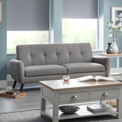 Only Oak Furniture Monza 3-Sitzer Kompakt Retro-Sofa - Grau Only Oak Furniture Monza 3-Sitzer Kompakt Retro-Sofa - Grau