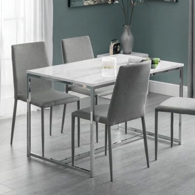 Julian Bowen Scala 120cm Marble Effect and Chrome Dining Table - Dining Table Julian Bowen Scala 120cm Marble Effect and Chrome Dining Table - Dining Table