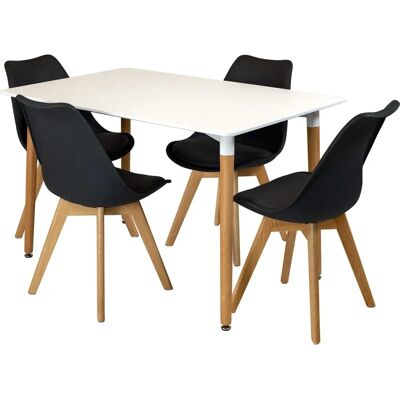Charles Jacobs - Rectangular Dining Table - White Beech Wood - 4 Chairs - Dining Table Set Charles Jacobs - Rectangular Dining Table - White Beech Wood - 4 Chairs - Dining Table Set