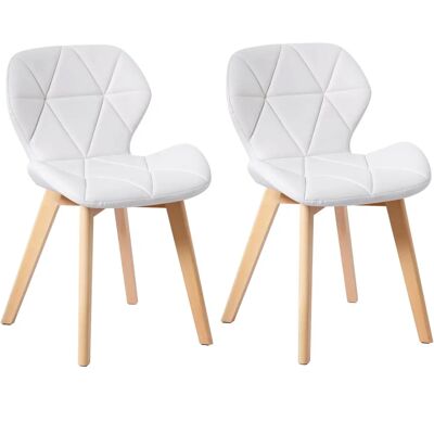 Charles Jacobs PU White Set of 2 Diamond Patterned Dining Chairs - dining chairs Charles Jacobs PU White Set of 2 Diamond Patterned Dining Chairs - dining chairs