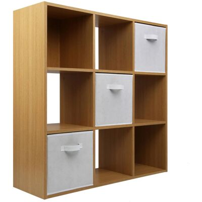 Charles Jacobs - Oak 9 Cube Open Book Shelf - White Drawers - Oak Finish - Book Shelf Charles Jacobs - Oak 9 Cube Open Book Shelf - White Drawers - Oak Finish - Book Shelf